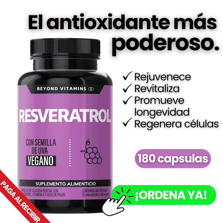 Resveratrol Premium - 180 Capsulas | Energía, Longevidad y Antienvejecimiento